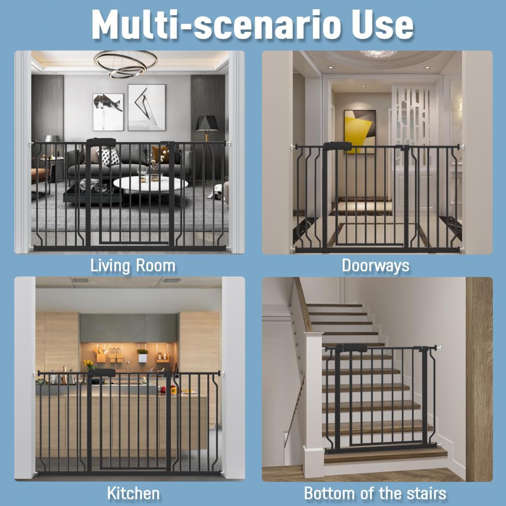 ALLAIBB Extra Wide Pressure Mount Baby Gate Auto Close Metal Child Dog Pet Safety Gates with Walk Through for Stairs,Doorways,Kitchen and Living Room (62.02-66.93"/158-170cm)