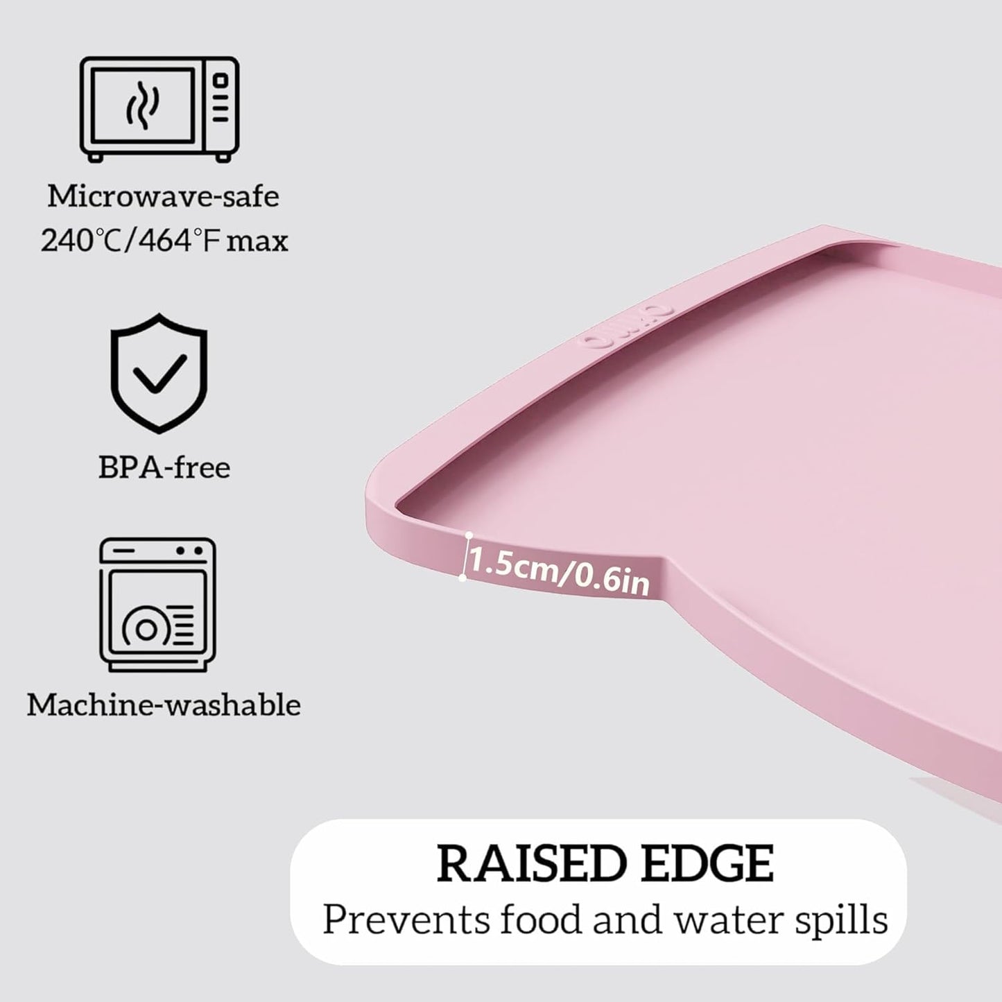 OHMO - Cat Food Mat, Silicone Pet Feeding Mat for Floor Non-Skid Waterproof Dog Water Bowl Tray, Easy to Clean Pet Placemat (Erythrinus, 18 * 9.8'')
