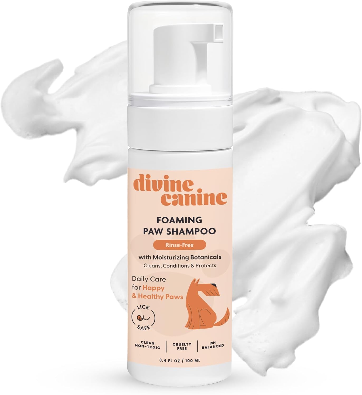 Foam Dog Paw Cleaner - Alcohol Free Foaming Paw Sanitizer Spritz - Made with Coconut, Aloe, Copaiba Oil, and Lemongrass Oil to Nourish and Clean Paws - Made in The USA (1.7 Fl Oz)
