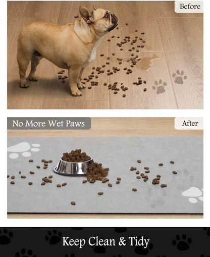 PADOOR Pet Feeding Mat-Absorbent Dog Mat for Food and Water Bowl-No Stains Easy Clean Dog Food Mat-Quick Dry Water Dispenser-Puppy Supplies Accessories