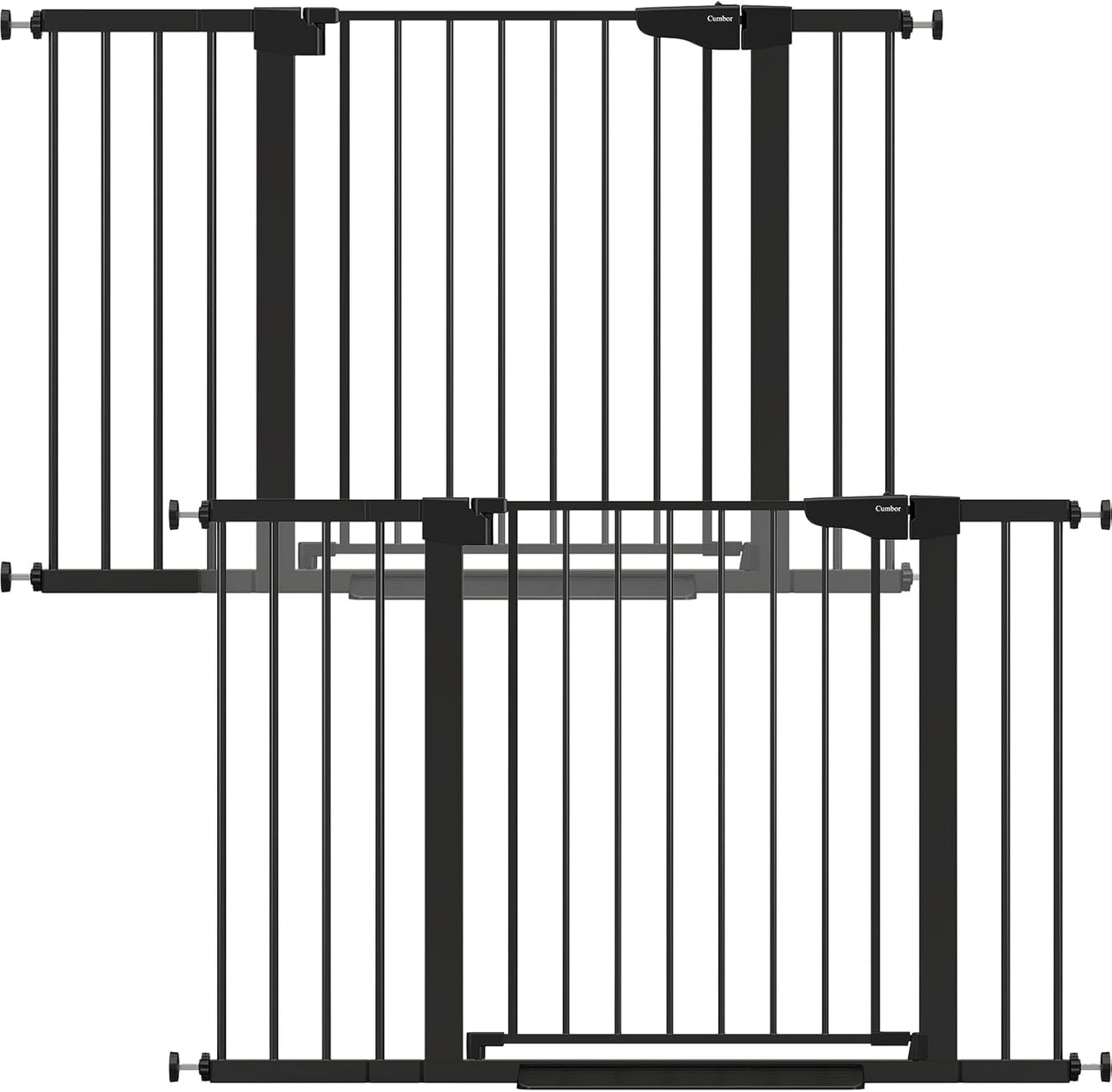 Cumbor 36.6-64" Extra Wide Baby Gate for Stairs, Dog Gates for Doorways, Auto-Close Pet Gate Indoor, Pressure Mounted Walk Through Safety Child Gate for Kids Toddler, Tall Pet Puppy Fence Gate, Brown