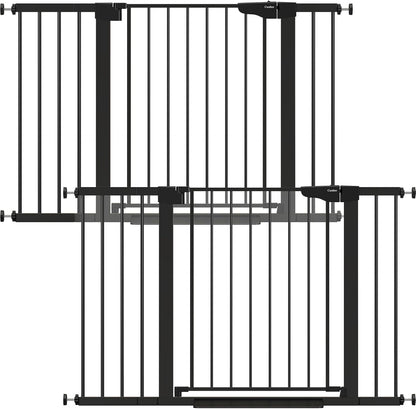 Cumbor 36.6-64" Extra Wide Baby Gate for Stairs, Dog Gates for Doorways, Auto-Close Pet Gate Indoor, Pressure Mounted Walk Through Safety Child Gate for Kids Toddler, Tall Pet Puppy Fence Gate, Brown