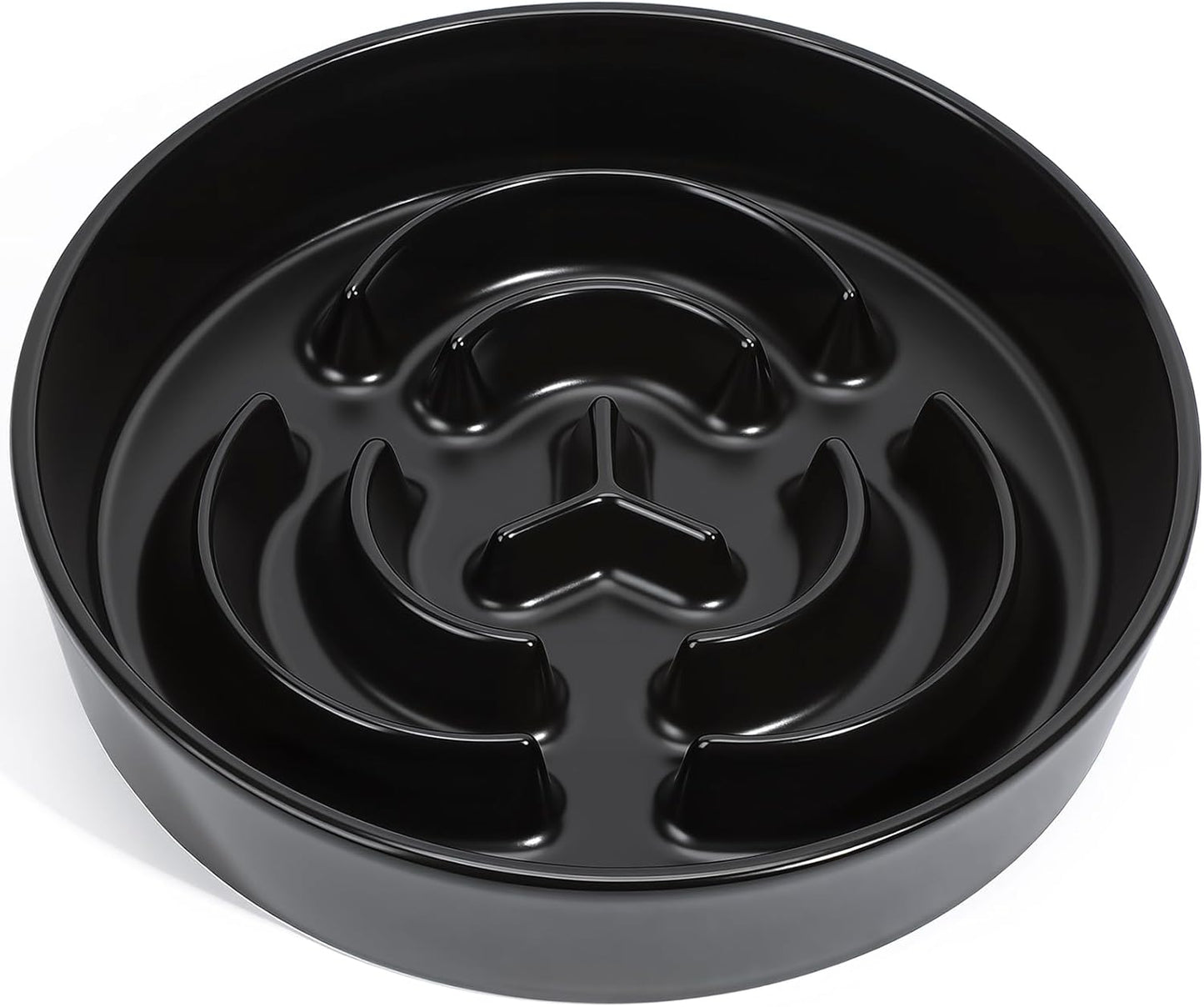 Ceramic Slow Feeder Dog Bowls,2.0 Cups Slow Feeder for Medium Breed,Puzzle Dog Food Bowl to Slow Down Eating, Anti-Gulping, Stop Bloat,Preventing Choking,8in,White