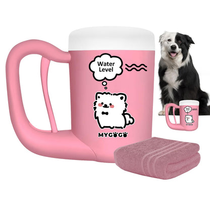 Semi-Automatic Paw Cleaner for Small Medium Dog Breeds, Premium Quality Silicone, Muddy Paw Washer, Essential Necessity (Pink, Medium)