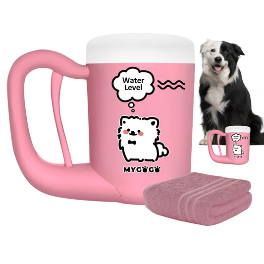 Semi-Automatic Paw Cleaner for Small Medium Dog Breeds, Premium Quality Silicone, Muddy Paw Washer, Essential Necessity (Pink, Medium)