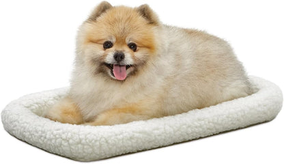 MidWest Homes for Pets QuietTime Dog Bed - White Fleece Bolster, Ultra-Soft and Machine Washable, Fits 24-Inch Crates and Carriers, for Small Breed Dogs