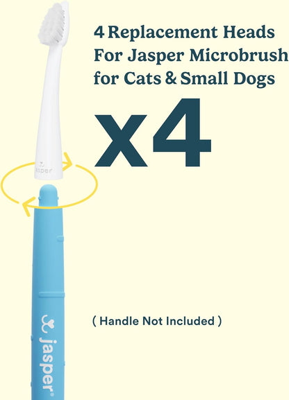Jasper Microbrush Vet Approved Cat Toothbrush, Soft-Bristled Toothbrush Kit for Felines & Small Dogs, Non-Slip Handle with 2 Replaceable Tooth Brush Heads, Use with Cat Toothpaste, 2-Pack, Rose Pink