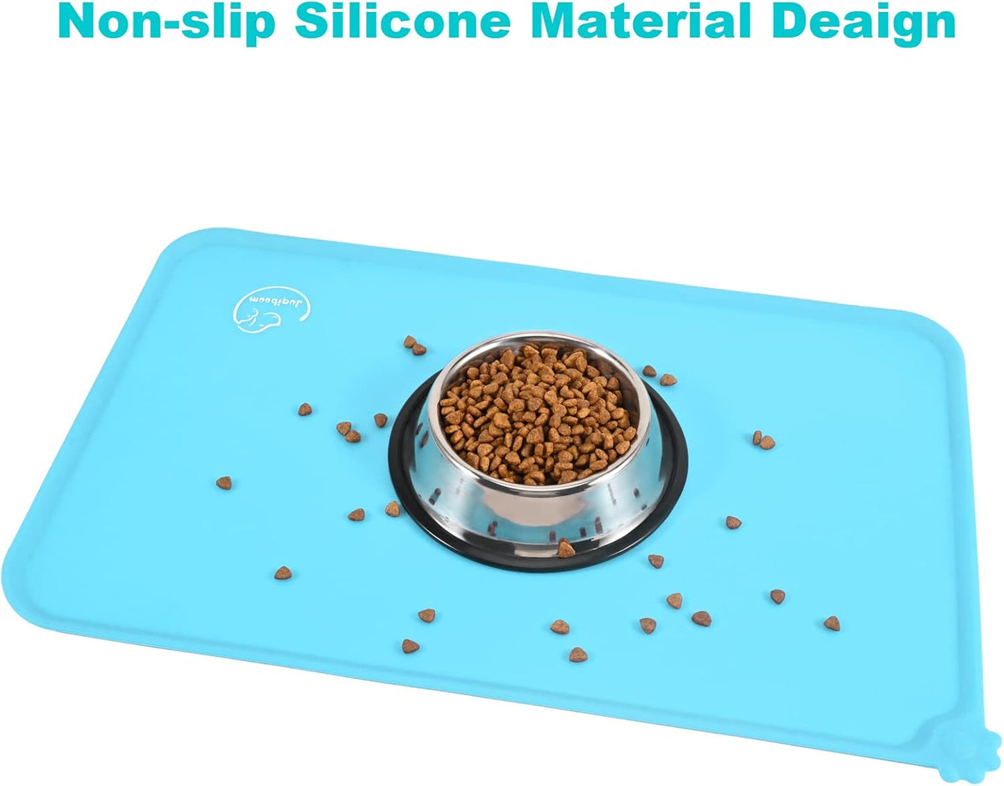 Silicone Waterproof Dog Cat Pet Feeding Mats, Non Slip, Easy Clean Pet Dog Cat Bowl Mats Placemat (18.5" x 11.5") Green