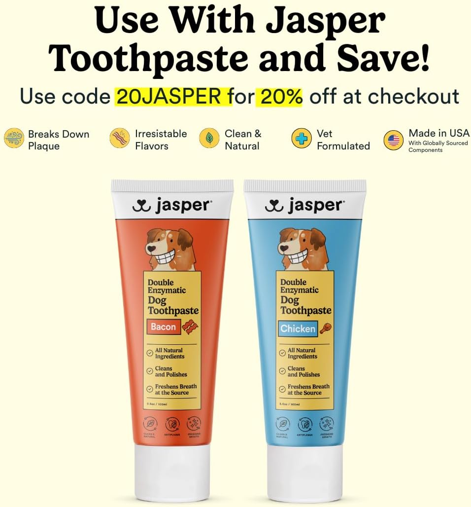 Jasper Microbrush Vet Approved Cat Toothbrush, Soft-Bristled Toothbrush Kit for Felines & Small Dogs, Non-Slip Handle with 2 Replaceable Tooth Brush Heads, Use with Cat Toothpaste, 2-Pack, Rose Pink