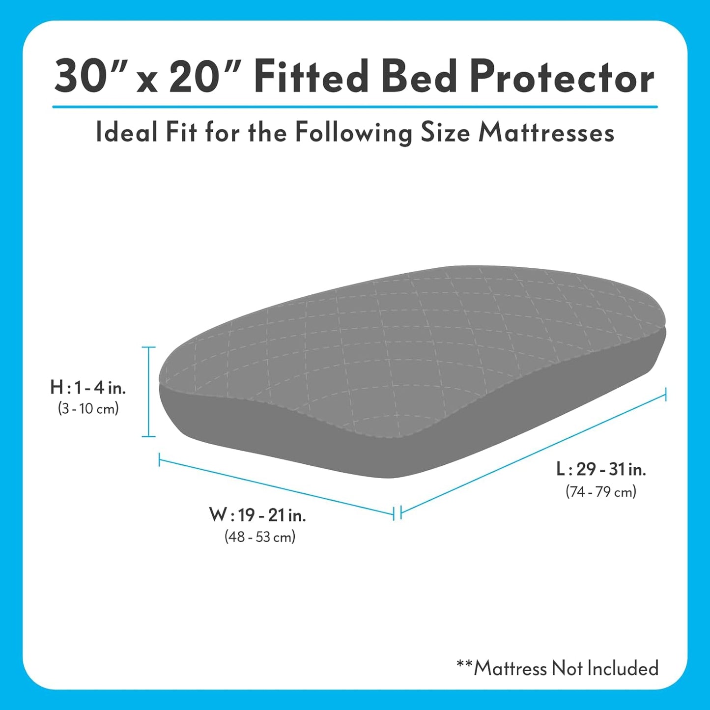 Paw Inspired Waterproof Fitted Cover for Dog Bed | Washable Bed Protector for Dog Mattress | Removable Replacement Cover for Small to Medium Pet Bed (Gray, 34 x 23 x 5 Inch)