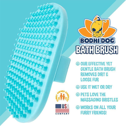 Bodhi Dog Shampoo Brush - Pet Grooming & Bath Supplies for Dogs and Cats - Bath Brush for Long & Short Hair - Premium Scrubber for Shower, Bathing & Massage (One Pack, Blue)