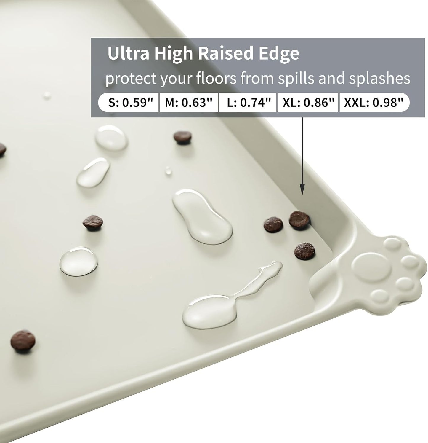 Reopet Waterproof Pet Feeding Mat, Non-Slip Silicone Placemats for Dog Cat Food and Water Bowl, High Raised Edges to Prevent Spills and Protect Floors