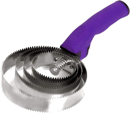 BOTH WINNERS Reversible Stainless Steel Curry Comb with Soft Touch Grip (Blue)