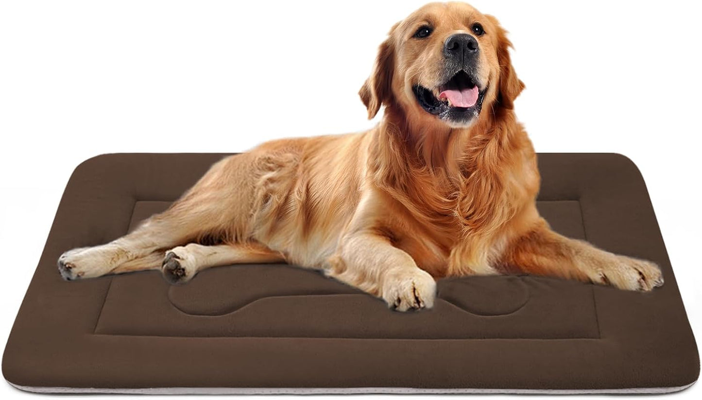 Large Dog Bed Soft Dog Crate Pad Mat 42 in Non-Slip Bottom Washable Dog Sleeping Mattress Pet Beds Cat Bed Kennel Pad, Dark Gray