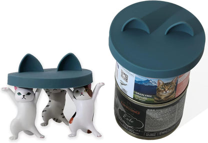 OHMO 2 Pack Cat Food Can Lids, Small Size (3 oz) Silicone Pet Food Can Lids Covers for 3 oz Cat Food Cans, Light Green