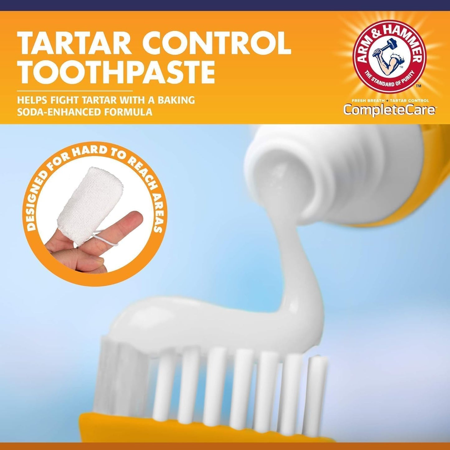 Arm & Hammer Complete Care Dog Dental Kit Enzymatic Toothpaste 2.5 OZ Chicken Flavor Toothbrush Finger Brush Tartar Baking Soda Formula