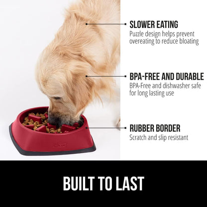 GORILLA GRIP® Patented BPA Free Slow Feeder Dog Bowls, Interactive Puzzle Toy for Dogs and Cats Food Training Enrichment, Keeps Pets Busy and Prevents Puppy Overeating, Small Breeds, 1 Cup, Gray