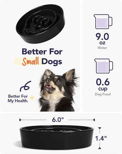 LE TAUCI Dog Bowls Slow Feeder Ceramic, 1.5 Cup Slow Feeding Bowl for Small and Medium Breed, Puzzle Dog Food Bowl for Fast Eater, Maze Purple