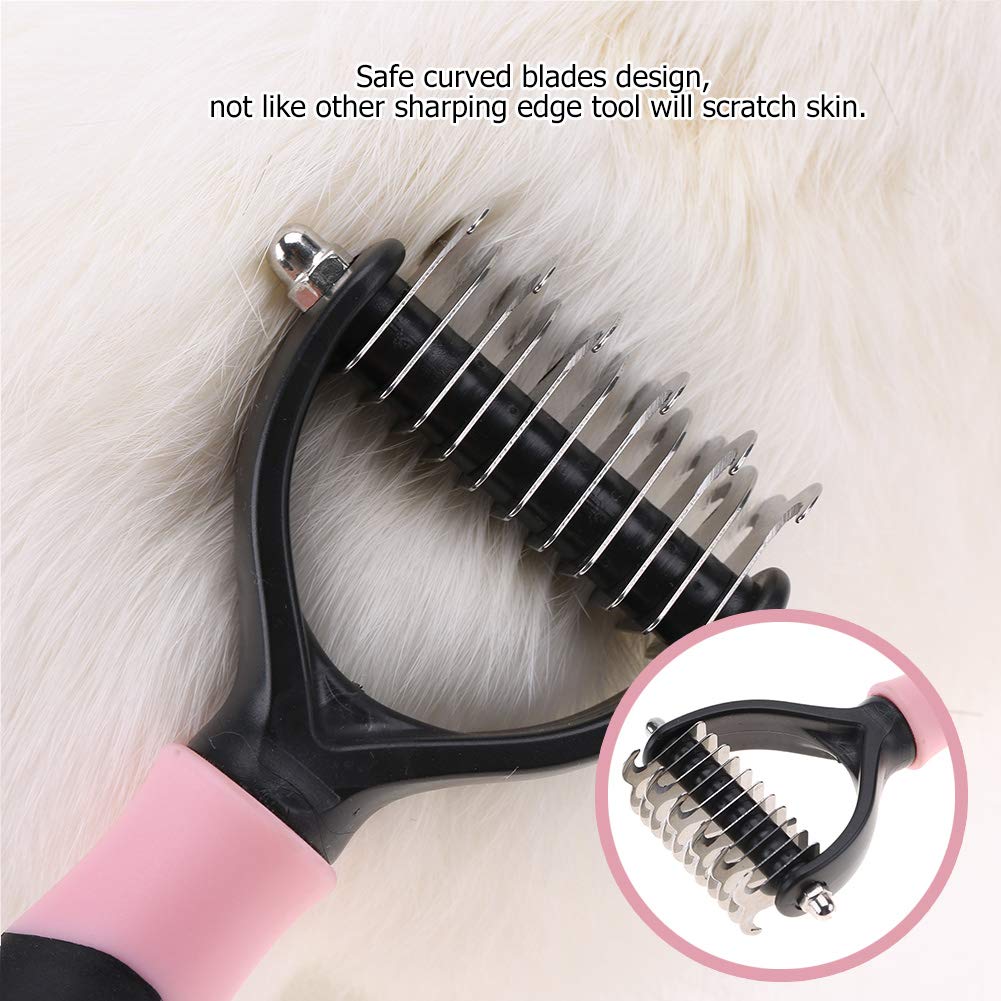 Deshedding Dog Brush, Cat Brush Dog Brush for Shedding Dog Rake Double Sided Undercoat Rake Comb for Detangling, Deshedding Pet Grooming Brush for Small, Medium Dogs and Cats