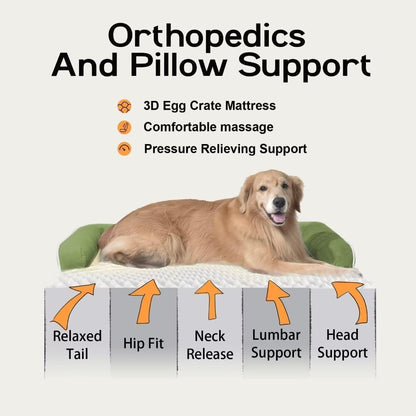 Large Dog Bed Orthopedic Washable - Beds Bolster - Medium XL XLarge Big Dogs - Memory Foam Couch Sofa - Waterproof with Removable Cover