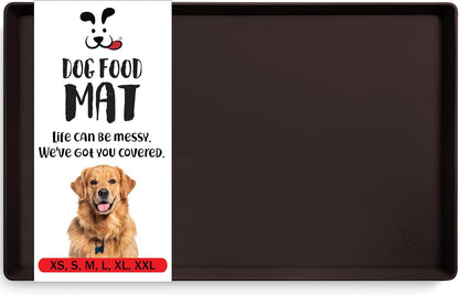 DogBuddy Dog Food Mat – Waterproof Dog Bowl Mat for Food and Water, Silicone Pet Feeding Mats for Floors, Non-Slip Placemat with High Edges for Dogs Bowls, Puppy Essentials (L: 24" x 16", Shadow)