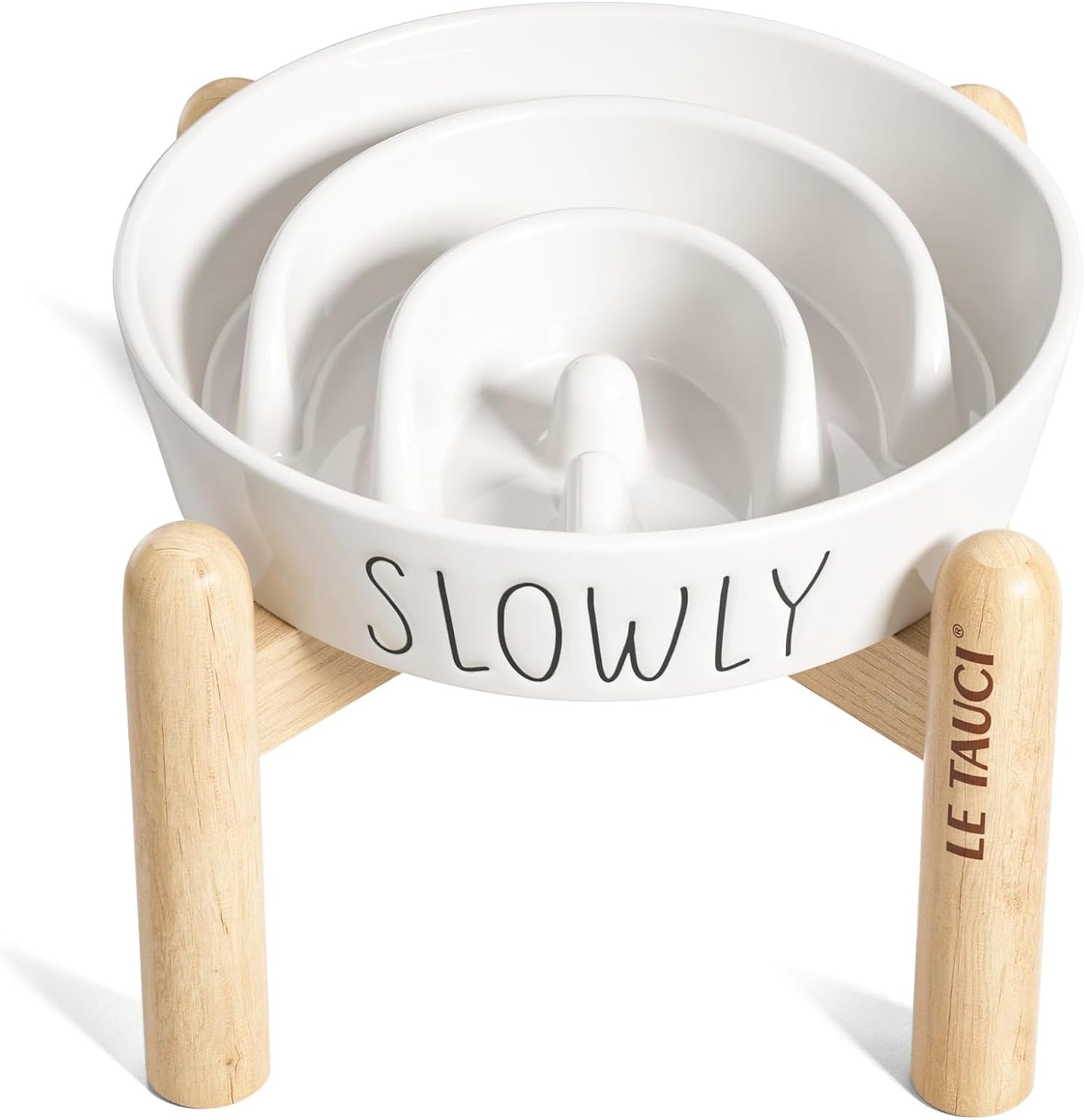 Slow Feeder Dog Bowl - 1.5 Cups Ceramic Puzzle Feeder for Small & Medium Breeds, Maze Design Bowl for Puppy & Fast Eaters, White Pet Dish to Control Eating Speed