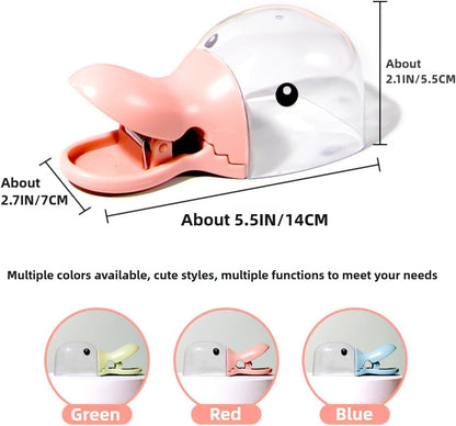 1pcs Cute Adorable Duckbill Design Grain Scoop for Dog Cat with Handle Sealing Clip Multi-functional Food Scoop (Blue)