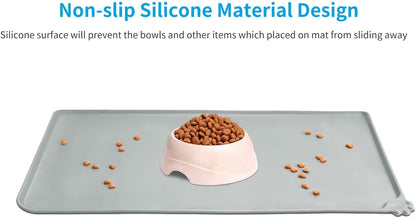 AUDWUD Silicone Waterproof Pet Feeding Mats,Anti Slip Bowl Pad,Dog Mat for Food and Water