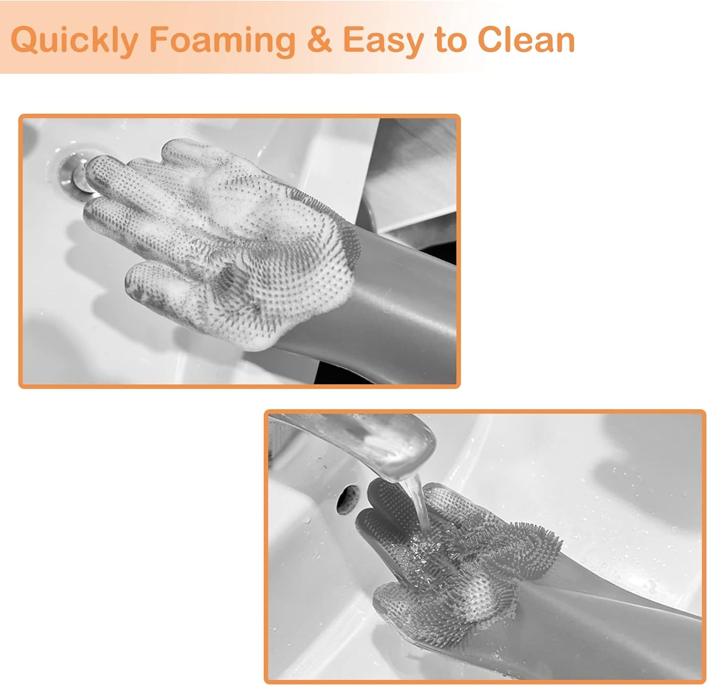 Pet Grooming Gloves, Dog Washing Gloves with High-Density Teeth, Heat Resistant Silicone Dog Bath Scrubber with Enhanced Five Finger Design, Bathing and Massaging for Dogs and Cats