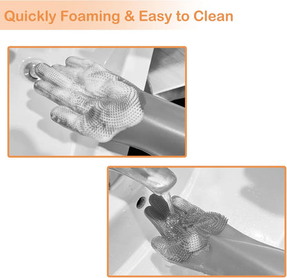 Pet Grooming Gloves, Dog Washing Gloves with High-Density Teeth, Heat Resistant Silicone Dog Bath Scrubber with Enhanced Five Finger Design, Bathing and Massaging for Dogs and Cats