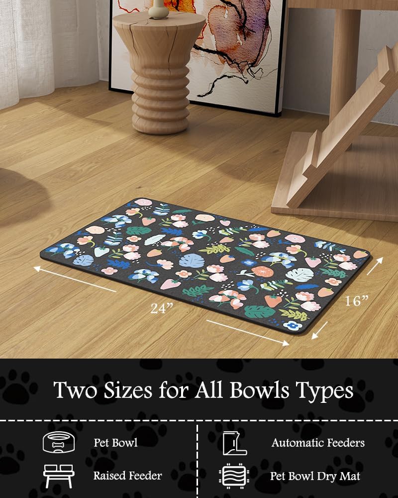 PADOOR Pet Feeding Mat-Absorbent Dog Mat for Food and Water Bowl-No Stains Easy Clean Dog Food Mat-Quick Dry Water Dispenser-Puppy Supplies Accessories