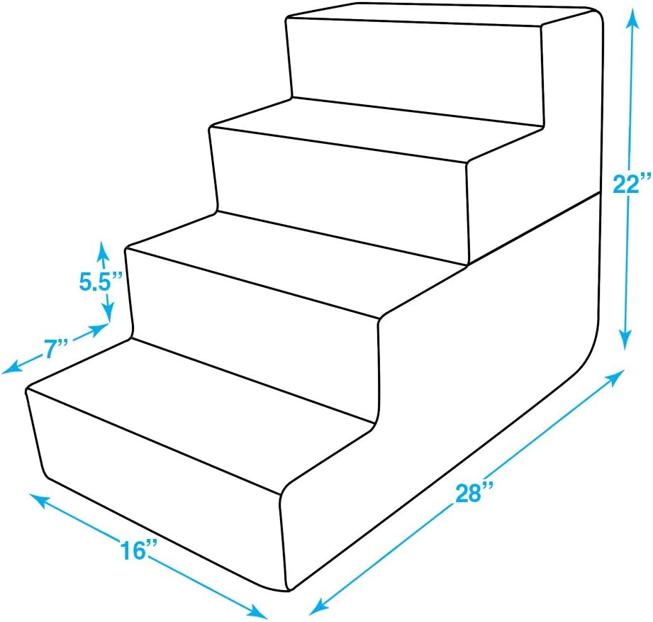 Best Pet Supplies Dog Stairs & Steps - Foam Steps for Small Dogs & Cats, Non-Slip Indoor Balanced Pet Step Support, Dog Ramp, No Assembly, Ash Gray Linen, 2-Step (12-inch Height)