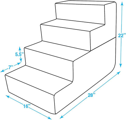Best Pet Supplies Non-Slip Foam Dog Stair & Pet Ramp, Balanced Indoor Step Support - Foldable Stair, Ash Gray Linen,3-Step