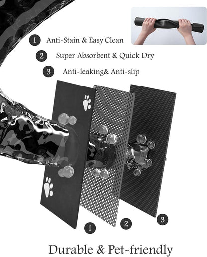 PADOOR Pet Feeding Mat-Absorbent Dog Mat for Food and Water Bowl-No Stains Easy Clean Dog Food Mat-Quick Dry Water Dispenser-Puppy Supplies Accessories