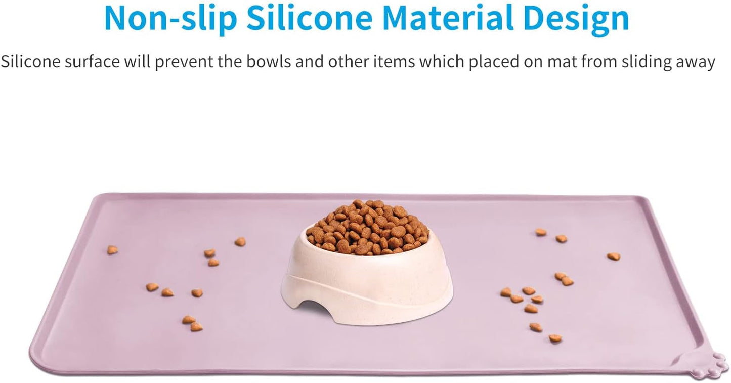 AUDWUD Silicone Waterproof Pet Feeding Mats,Anti Slip Bowl Pad,Dog Mat for Food and Water