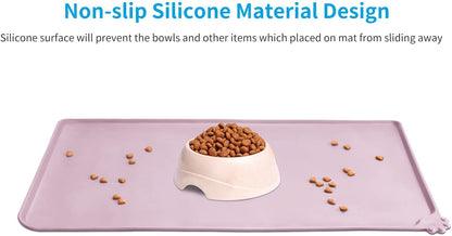 AUDWUD Silicone Waterproof Pet Feeding Mats,Anti Slip Bowl Pad,Dog Mat for Food and Water
