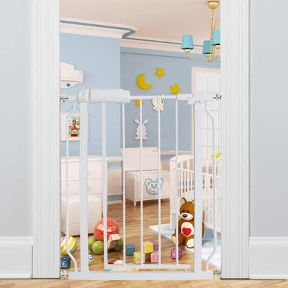 ALLAIBB Extra Wide Pressure Mounted Baby Gate Walk Through Child Kids Safety Toddler Tension White Long Large Pet Dog Gates with Extension for doorways Kitchen (57.48-62.20"/146-158cm, Black)