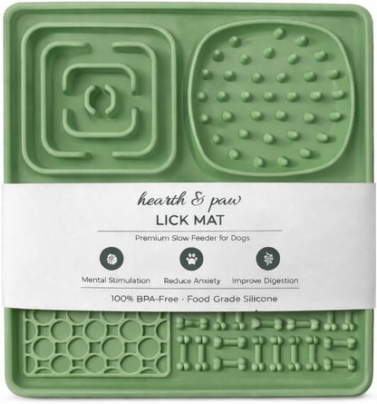 Hearth & Paw Silicone Lick Mat for Dogs Slow Feeder & Enrichment Mat, Food-Grade 100% BPA-Free Silicone, Mental Stimulation, Better Digestion, Anxiety Relief, Multiple Colors Available (Gray)