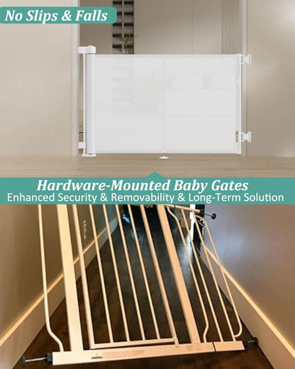 Miumoon 120 inch Retractable Baby Gates 34 inch Tall, Retractable Gate with Reinforced Strip Design to Prevent Crawling Through, 10 FT Extra Wide Retractable Dog Gate for Indoor/Outdoor