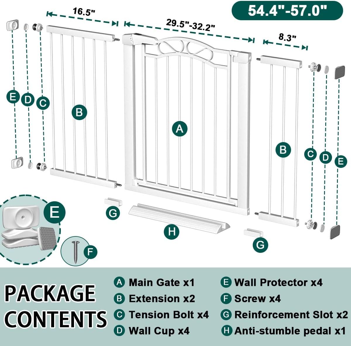 Fairy Baby 68.1"-70.8" Extra Wide Press Mounted Baby Gate Indoor for Kids Or Pets Walk Thru No Drill Long Dog Gates for The House Doorway Child Safety Gate