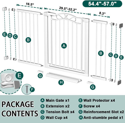 Fairy Baby 68.1"-70.8" Extra Wide Press Mounted Baby Gate Indoor for Kids Or Pets Walk Thru No Drill Long Dog Gates for The House Doorway Child Safety Gate