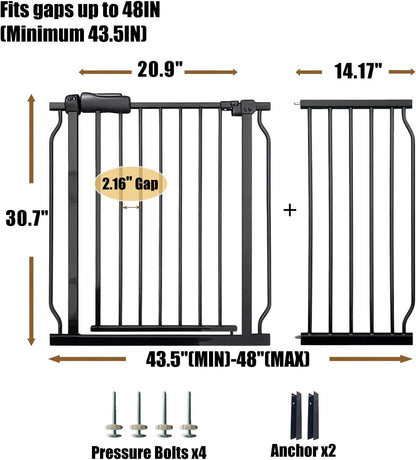 Extra Wide 76.4-81 Inch Large Baby Gates for Stairs, Doorways - No Drilling, Pressure Mounted Pet Gates for Kids & Dogs
