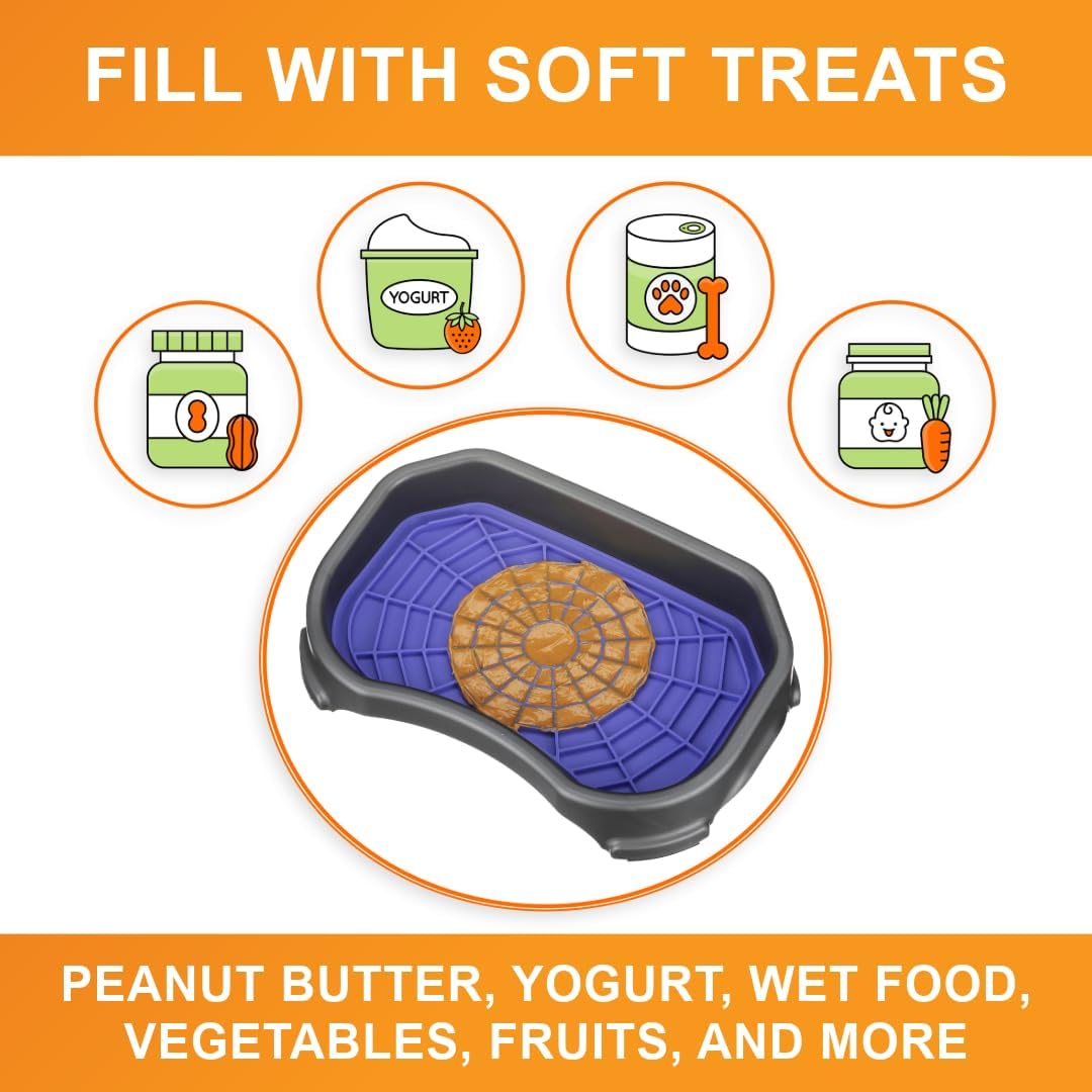 Neater Pets Neat-LIK Dog Lick Mat w/Mess-Proof Tray, Lick Mat for Dogs, Cats, Puppy, Reduces Anxiety & Boredom, Peanut Butter Slow Feeder, Interactive Treat Licking Pad (Green/Vanilla Bean)
