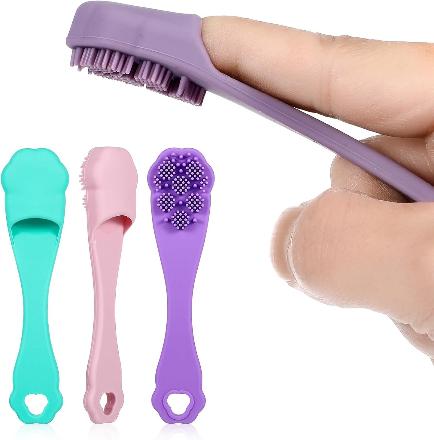 Qianyu 4 Pack Silicone Dog & Cat Finger Toothbrush Kit - Food Grade, Safe, Non-Toxic, Easy Teeth Cleaning, Prevents Bad Breath & Oral Inflammation