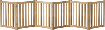 2-Panel Solid Wood Dog Gate - Freestanding Folding Pet Gate for Doorways, Stairs, Indoor, 24" Height, No Installation Needed, Natural Wood
