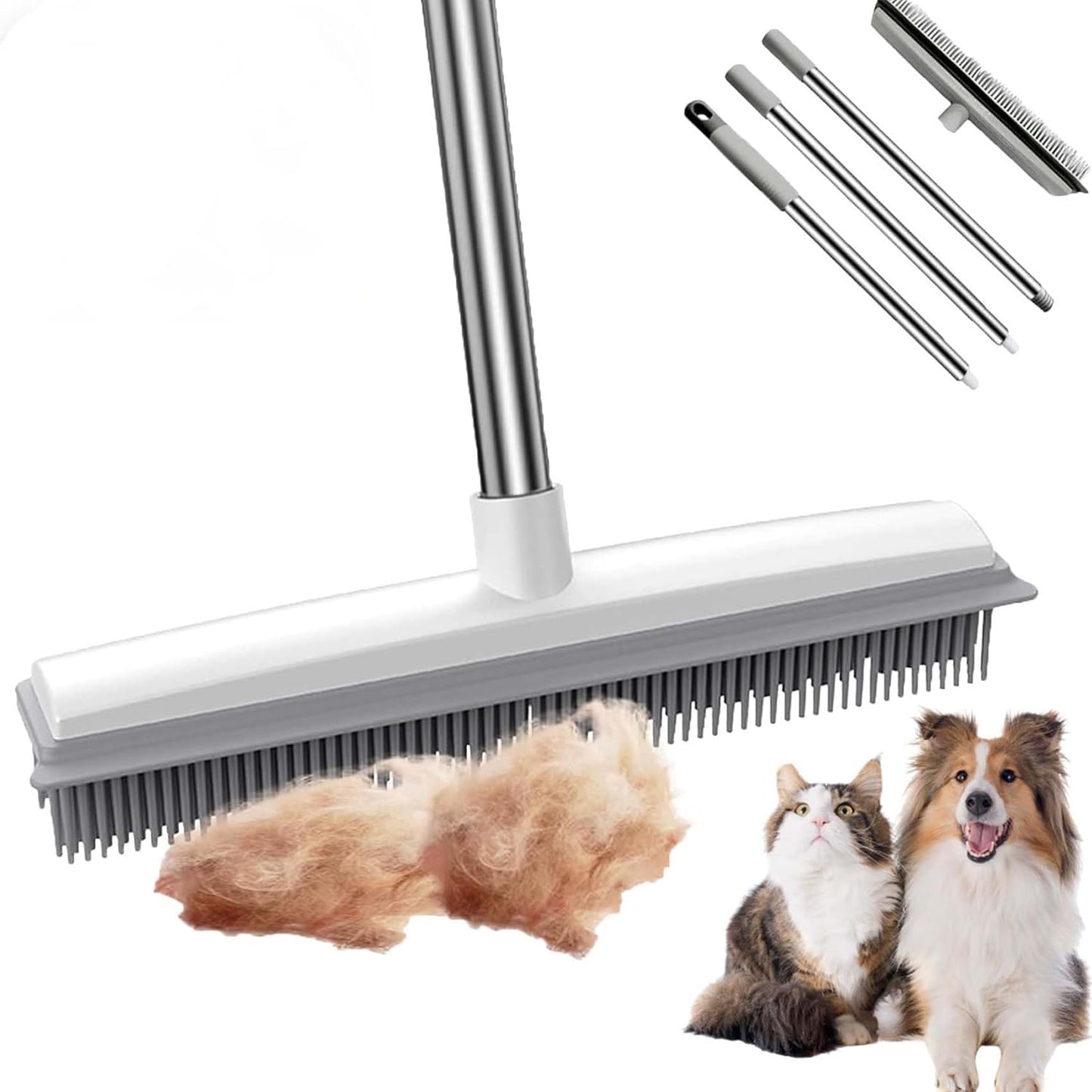 Pet Hair Broom,Multifunctional Rubber Cat and Dog Hairs,Silicone Hair Rake for Dog & Cat Hair, for Tiles, Wooden Floors, Carpets (B)