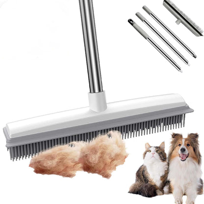 Pet Hair Broom,Multifunctional Rubber Cat and Dog Hairs,Silicone Hair Rake for Dog & Cat Hair, for Tiles, Wooden Floors, Carpets (B)