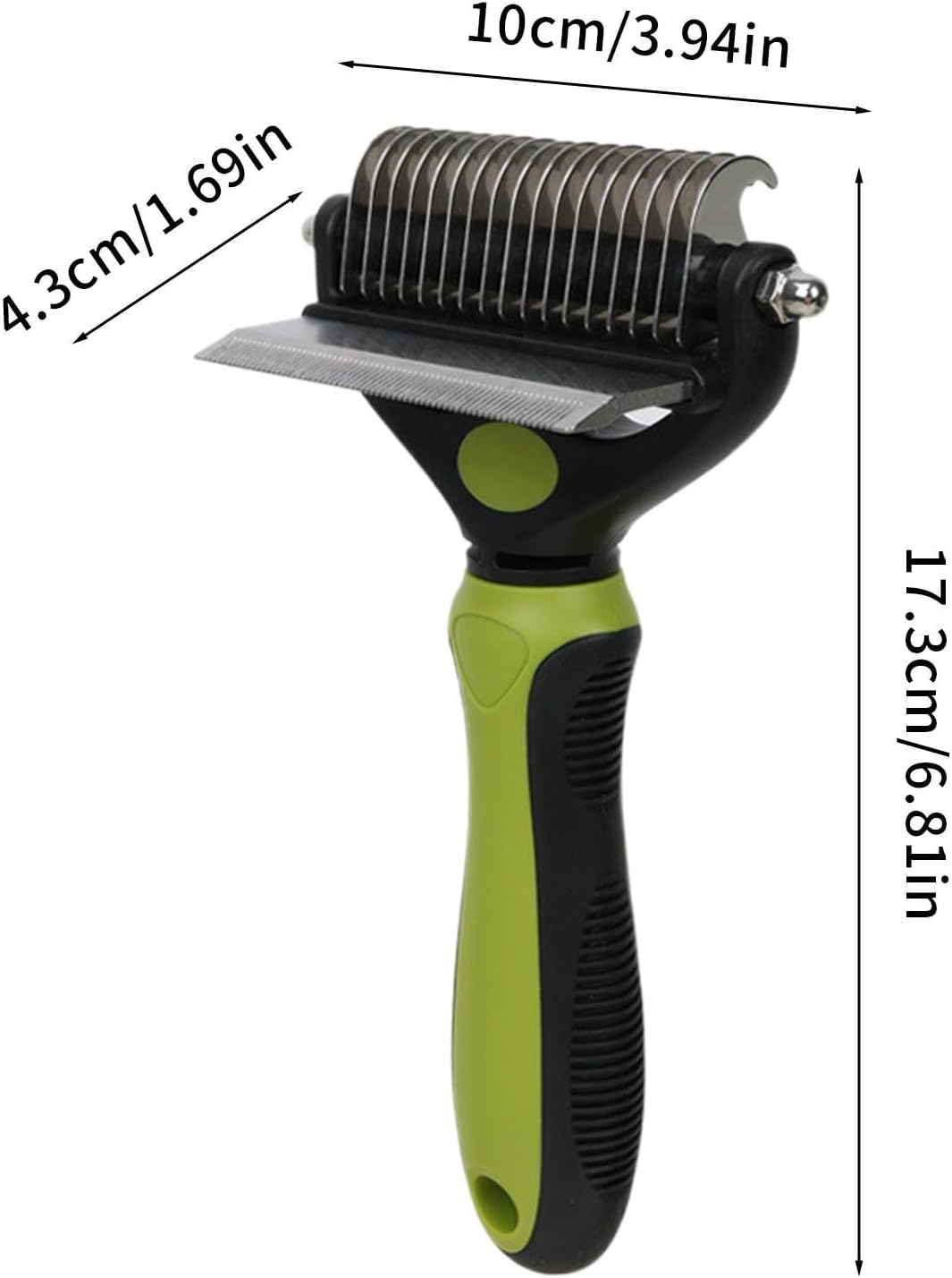 Pet Undercoat Rake, Non-Slip Handle, 17.3x10x4.3cm, Pet Grooming Tool, Dog Dematting Comb, Safety Tips Design, for Thick Coat, Puppy and Kitten Grooming
