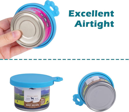 PetBonus 3 Pack Silicone Pet Can Cover Lids, Universal Size for Dog Cat Food, 1 fit 3 Standard Size Can Tops, BPA Free Dishwasher Safe (Blue, Green, Orange)