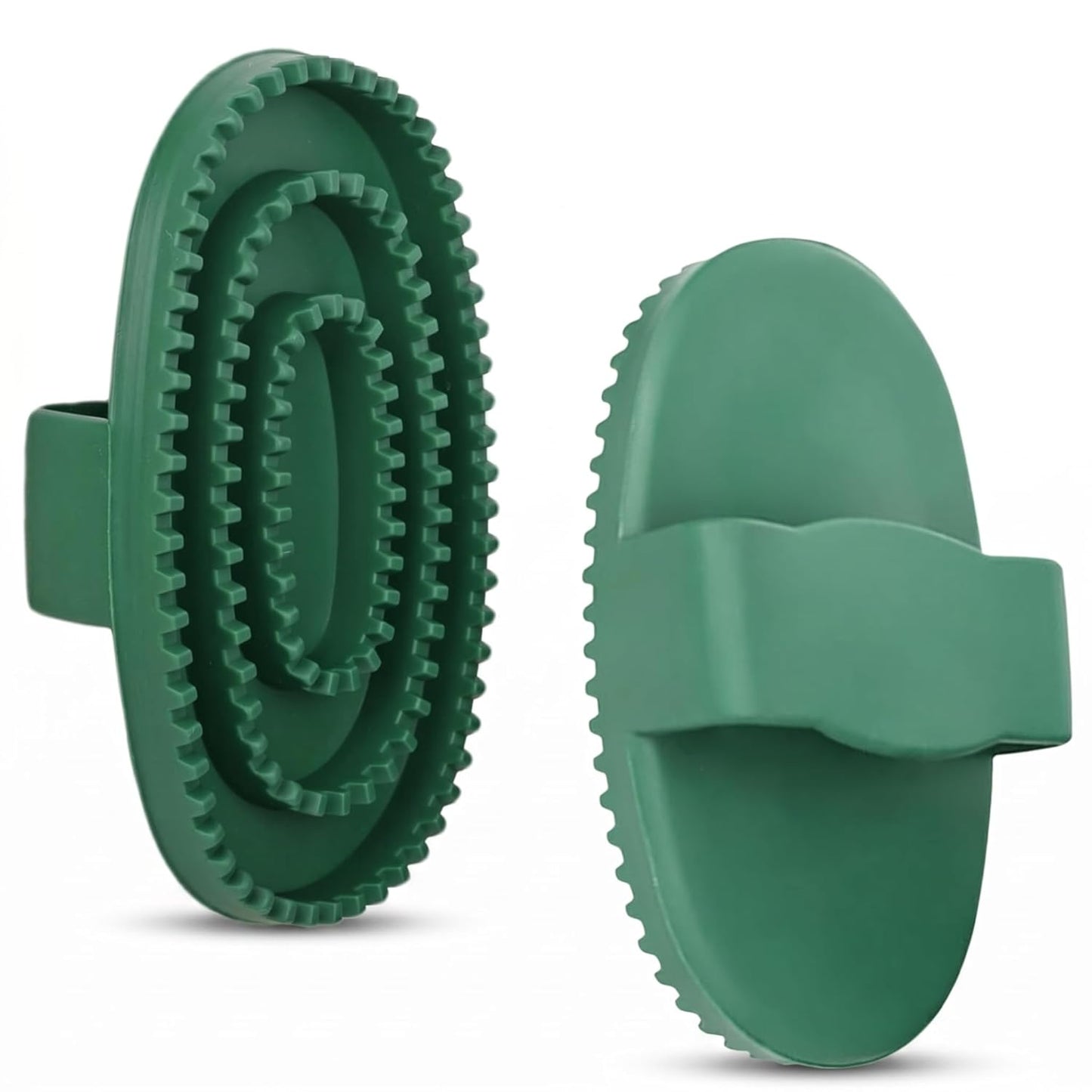 Horse Brush Set, 2 Pack Large Rubber Curry Comb, Horse Grooming Brush & Deshedding Tool for Short Haired Dogs, Flexible Pet Bathing Massage Comb Rubber for Loose Hair & Mud Removal, Green, 5.7"x3.7"